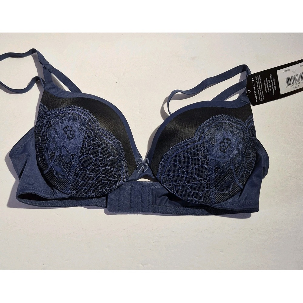 Maidenform Bra Push Up Lace Underwire Wonderbra 34C  Navy Blue Style DM9900